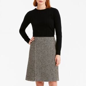 Adec 2 Phillipe Adec Wool Silk Pencil Skirt Straight Brown Academia Designer 6